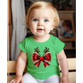 thumbnail image 4 of Red and Black Check Christmas Bow Shirt for Women Teens and Kids Reindeer Antlers Tee Vintage Green Shirt Youth Large, 4 of 4