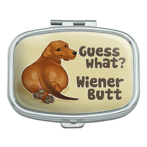 Guess What Wiener Dog Butt Dachshund Funny Rectangle Pill Case Trinket Gift Box
