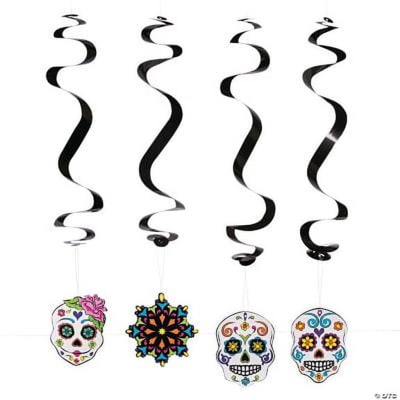 Day Of The Dead Swirls, Party Decor, 12 Pieces