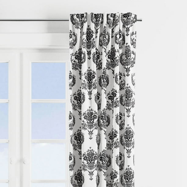 Bacati Classic Damask Curtain Panel 42 X 84 Inches 100 Cotton Percale Fabrics White Black Com Bacati Classic Damask Curtain Panel, Black And White Damask Curtains