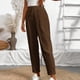 thumbnail image 2 of Pantalones elásticos de la cintura para las mujeres verde oliva cordón sólido bolsillo Jogger longitud completa, 2 of 5