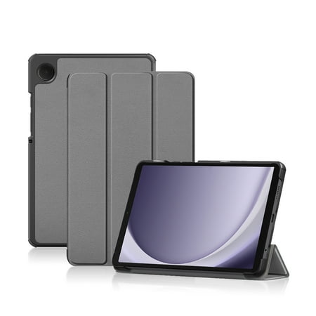 Cover For Samsung Galaxy Tab A9 8.7 inch SM-X110 SM-X115 SM-X117 Tablet Case PU Leather Tri-fold Hard PC Back Cover Tab A9 8.7" 2023 Case Funda Gray
