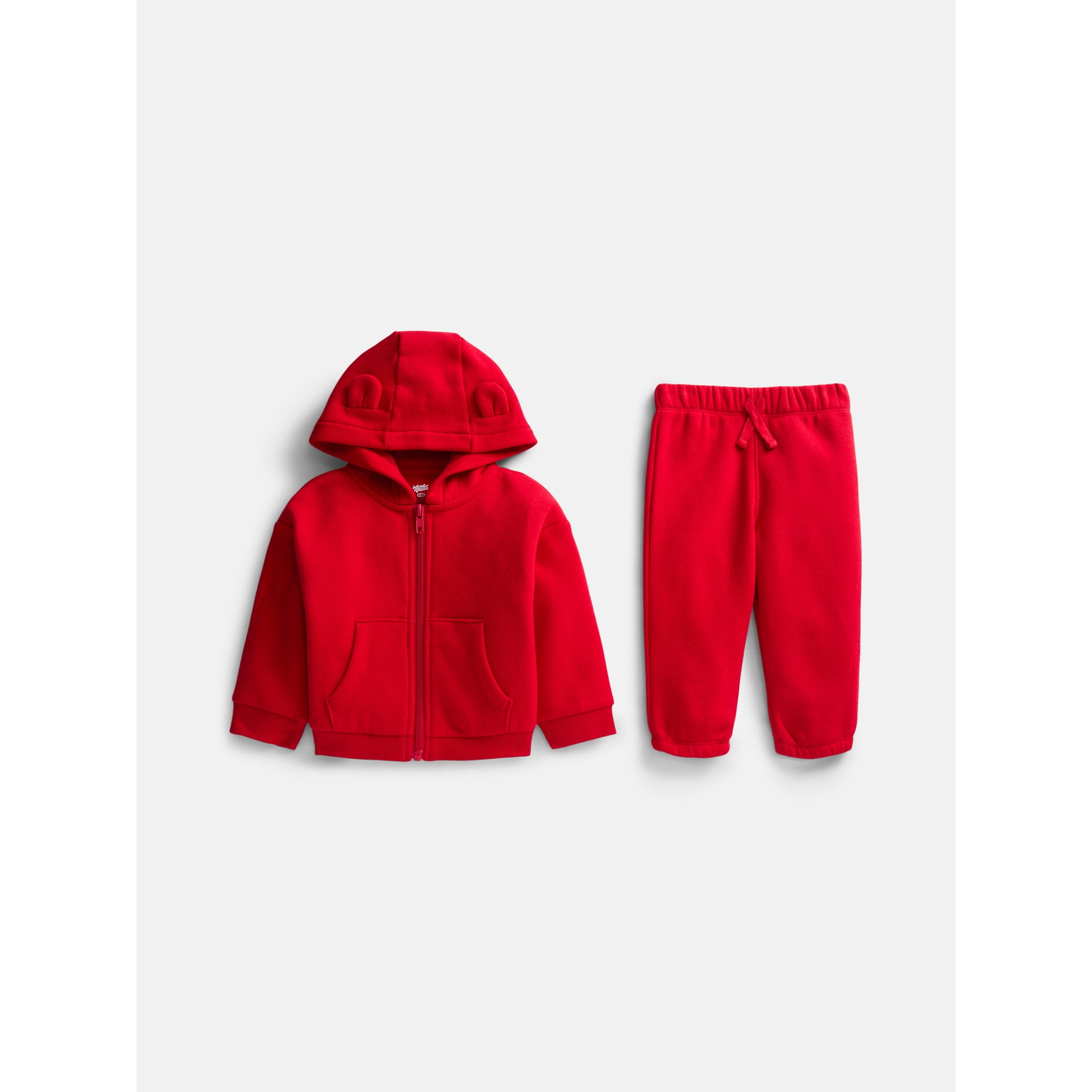 Wonder Nation Baby Zip Up Hoodie and Joggers Fleece Set, Sizes 0/3M-24M