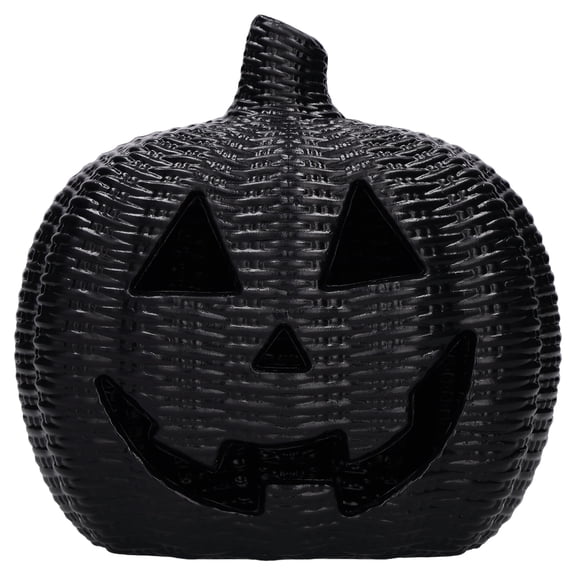 Light-Up Woven Jack-o'-Lantern Decoration, Black, 8.6", Halloween by Way To Celebrate