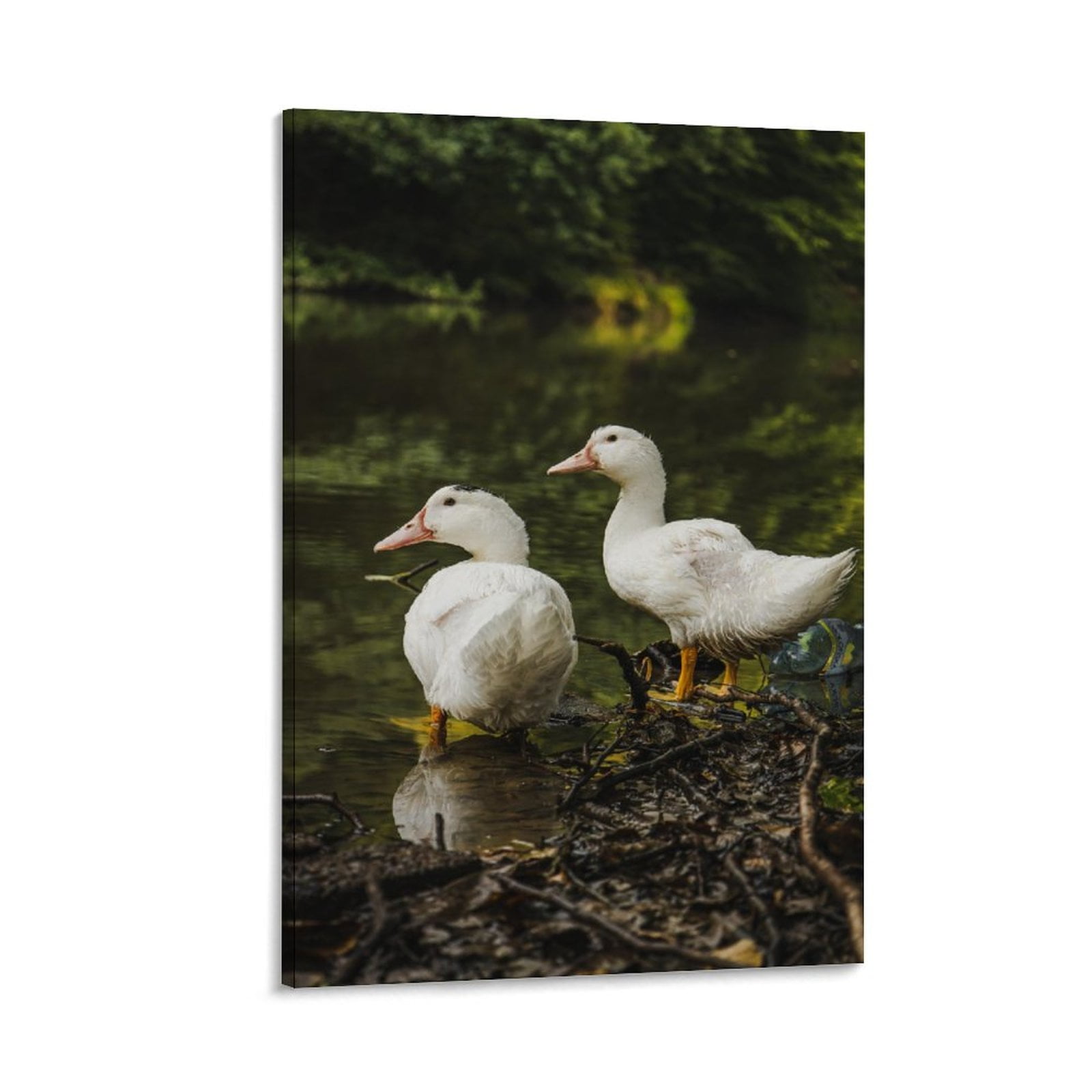 Duck by the Stream Unframed Canvas Wall Decor, Vertical Version Wall