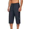 thumbnail image 4 of Casual Summer Shorts for Men Elastic Waist Zipper Pockets Outdoor Running Jogger Capri Pants Fathers Gift, 4 of 8