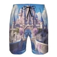 thumbnail image 3 of Honeii's Majestic Fantasy Castle Print Men's Casual Shorts with Drawstring，Swim Trunks Quick Dry Beach Shorts, 3 of 5