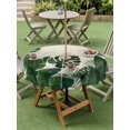 thumbnail image 4 of Outdoor Tablecloth with Umbrella Hole for Patio/Picnic/Party/Camping, Monstera Leaves Waterproof Table Cloth Round Cover Washable, Summer Green Tropical Plants Leaf Beige (Dia 54"), 4 of 8
