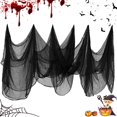 thumbnail image 2 of Tela de Terror de Halloween, 200 x 500 cm Hilo de algodón Negro Decoración de Terror de Fiesta de Halloween, Decoraciones de Terror para Colgar en Puertas y Ventanas Ormromra LKX-1862, 2 of 4