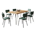 thumbnail image 3 of Nature's Edge 60" Seven Piece Modern Dining Set with Upholstered Contemporary Chairs - Natural and Jade, 3 of 9