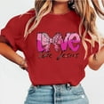 thumbnail image 2 of Fewfanhot Womens Tops Bow Shirts for Women Love Letter Print T-Shirts Casual Pink Ribbon Short Sleeve Tops, 2 of 6
