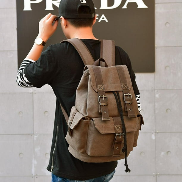 Mochila De Lona Vintage para Hombre Mochila De Mochila Bolso Escolar Bolsa De Camping BLESIY Mochila de lona Walmart en linea