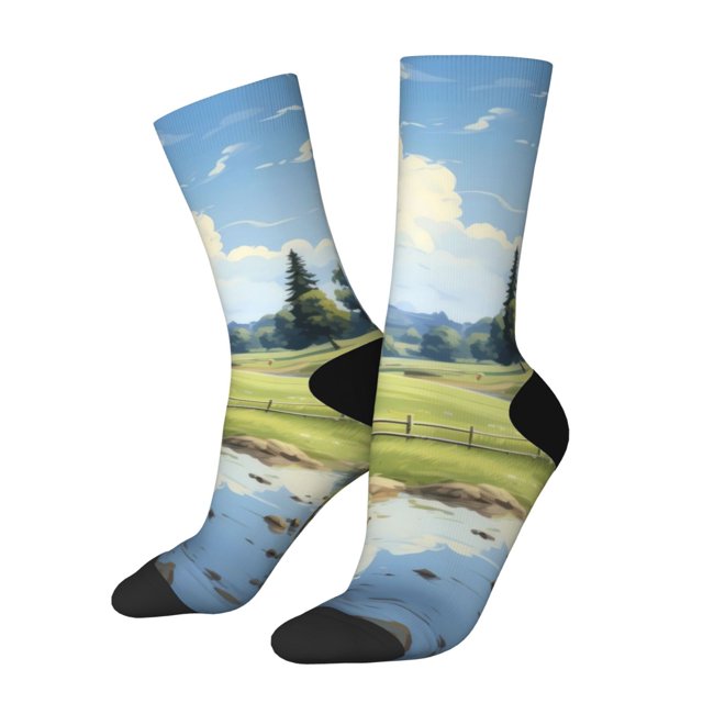 Balery Pasture Cow Calcetas Largas con Estampado para Hombre y Mujer – Suaves y Transpirables, Talla Única (US 5-11)