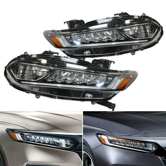 Pair LED Headlamp Headlight For 2018-2021 Honda Accord Halogen Type Right Left Side Replacement Driving Lamp