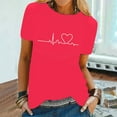thumbnail image 5 of MIXUE Womens Summer Tops Heart Print Crew Neck Short Sleeve Fashion Casual Shirts For Women T-shirts Sportwear,Red,L, 5 of 6