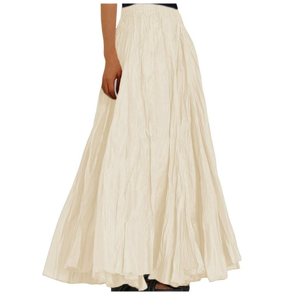 Women's High Waist Wrap Maxi Skirt - Solid Color, Loose Vintage Style - Casual Beach Long Skirt for Summer