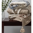 thumbnail image 7 of Ox Bay Tan/Ivory Shag Geometric Fringe Lightweight Cotton Throw Blanket, 50" x 60", 7 of 7