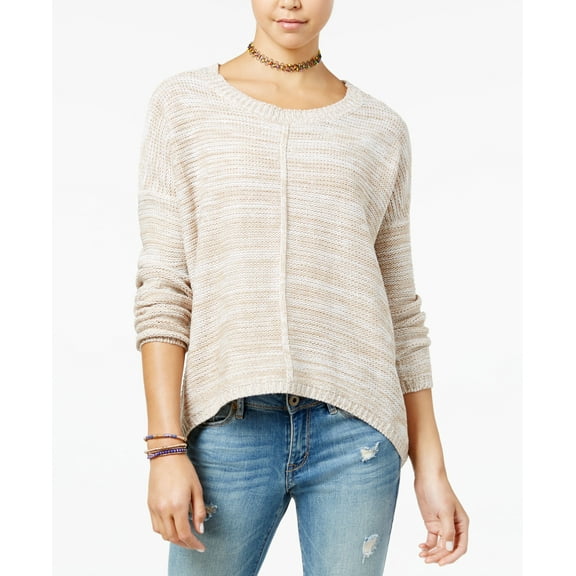 Ultra Flirt Juniors Slouchy High Low Sweater Oatmeal Marl XL