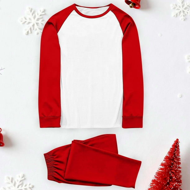 Conjunto de pijama de manga larga para hombre, blusa de color liso, camisa y pantalones de poliéster, para Navidad