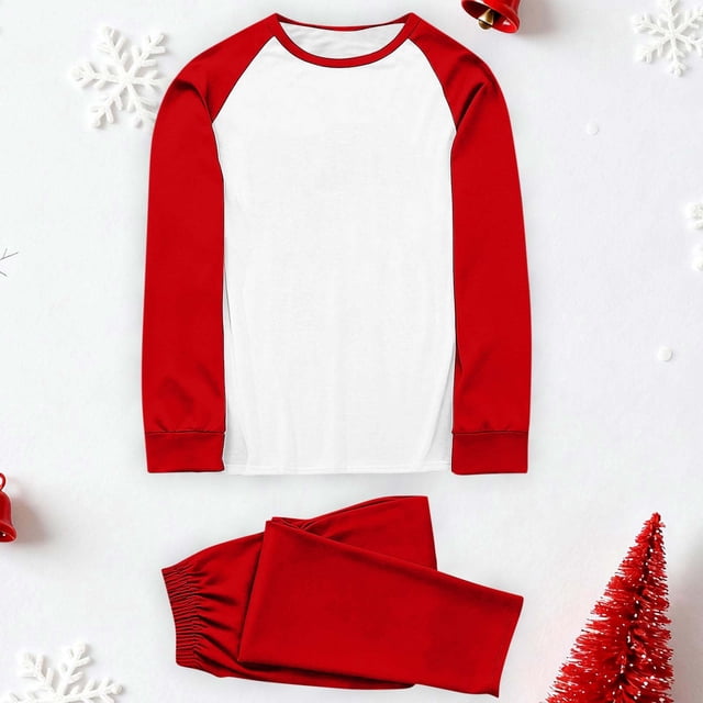 Conjunto de pijama de manga larga para hombre, blusa de color liso, camisa y pantalones de poliéster, para Navidad