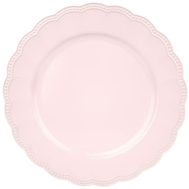 Koyal Wholesale 13" Matte Blush Pink Beaded Scallop Charger Plates