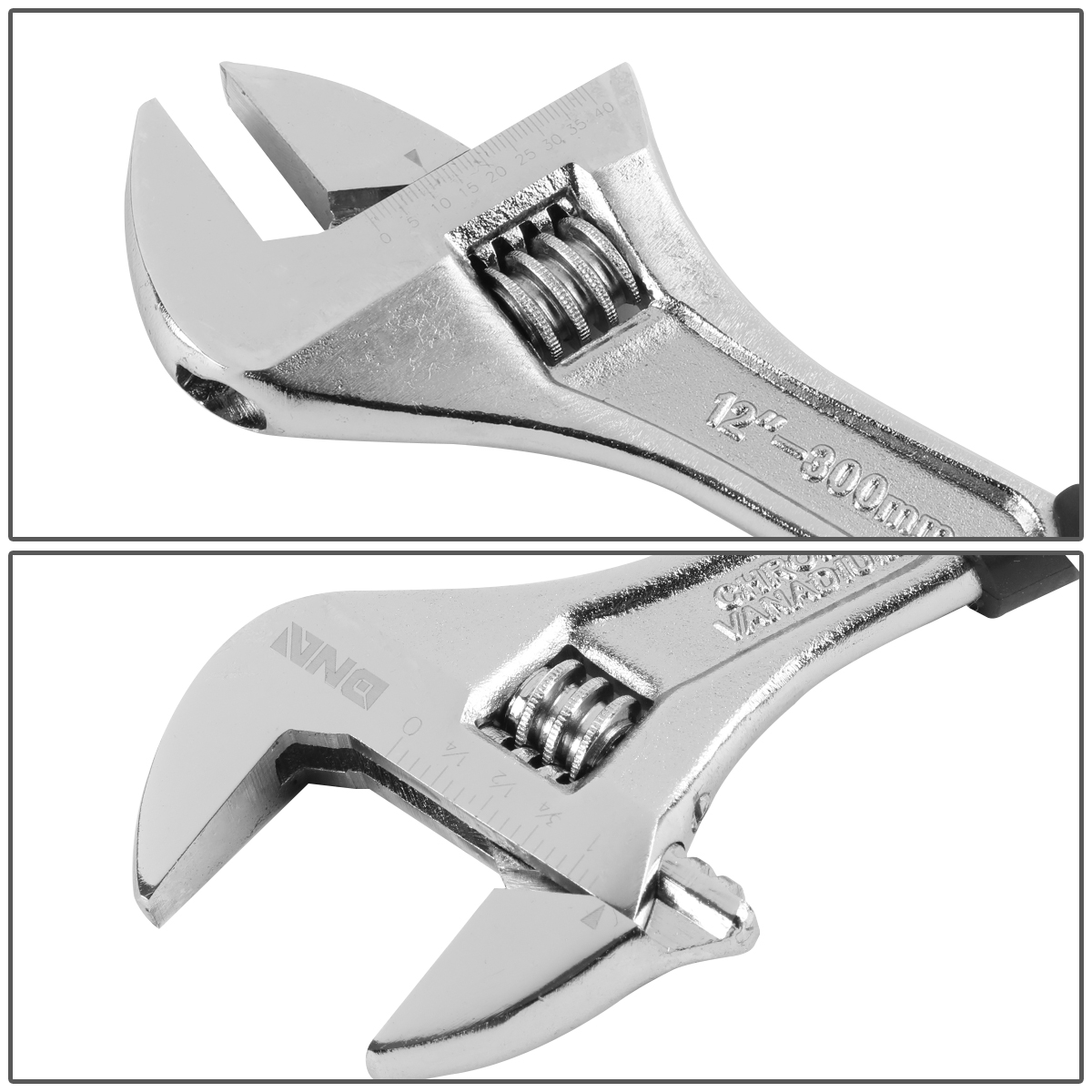DNA Motoring 4Pcs 6"+8"+10"+12" Chrome Vanadium Steel 0.75" to 1.5" Jaw Openning Rubber Grip Adjustable Wrench Repair Tool Set