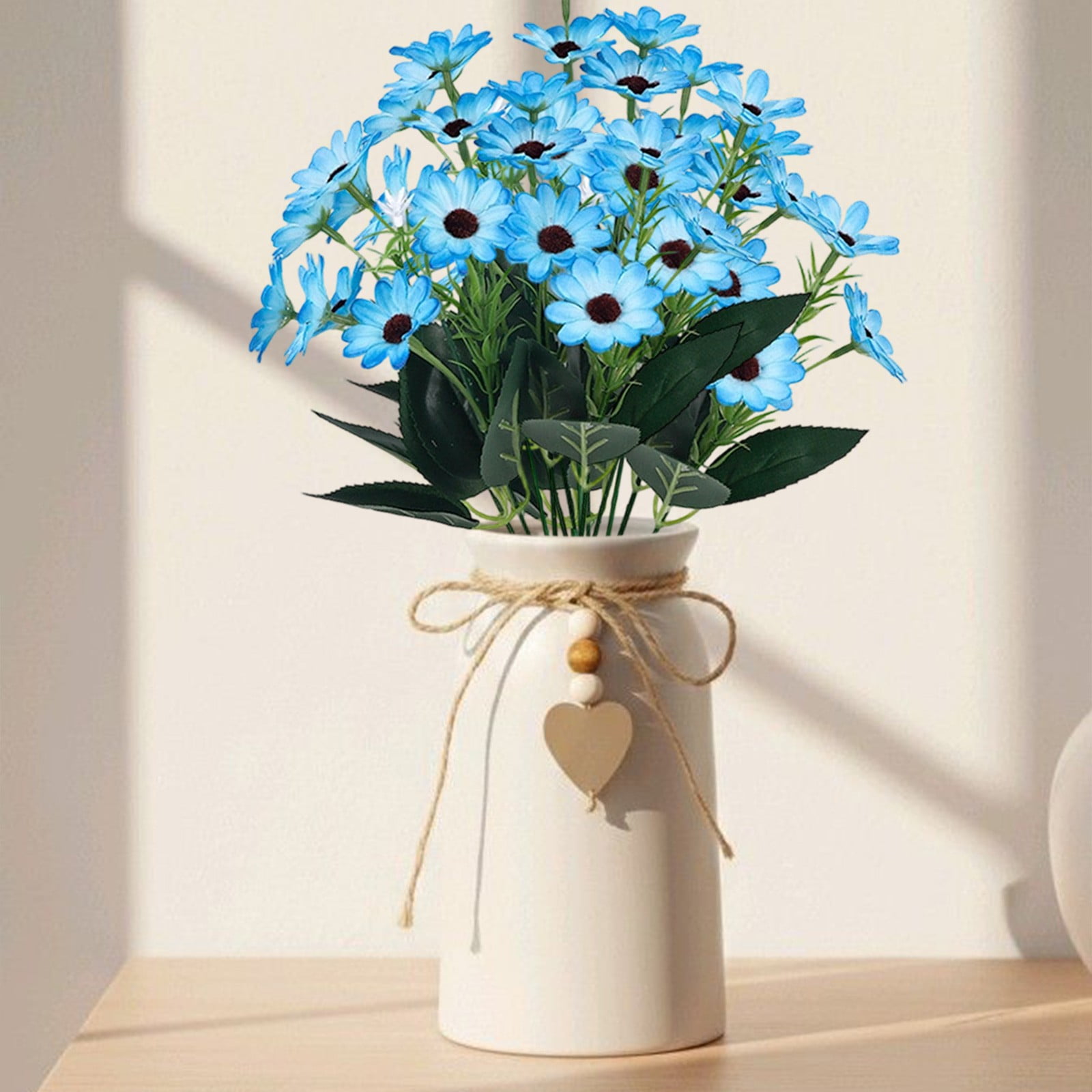 Artificial Daisies Flowers Vase Filler Realistic Fake Silk Daisy Stems for Home Office Table Centerpieces Wedding Party Decor Lifelong No-Water Floral Arrangement