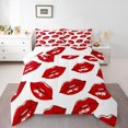 thumbnail image 1 of Couette en Duvet Lèvres Rouges Motif Bouche Aguichant Ensembles de Couette Simple pour Femme Homme Ensembles de Literie Imprimés Lèvres Ensembles de Literie Art Moderne Minimaliste Ensembles de Couette pour Déco de Chambre, 1 of 7