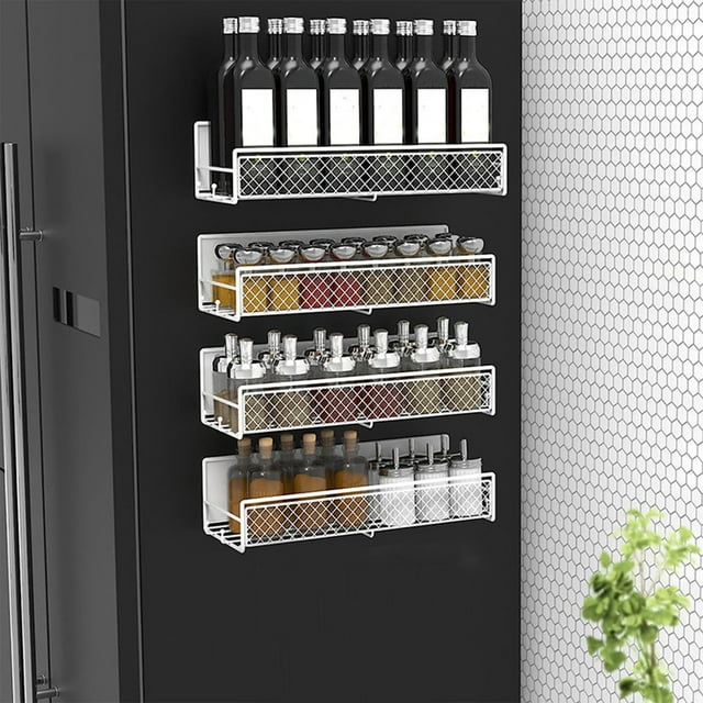 Dvkptbk Organisateur de Rangement Magnétique pour Épices pour Réfrigérateur et Four, Organisateurs de Réfrigérateur Noir et Rangement Storage Rack Storage & Organization