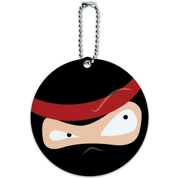Ninja Face Head Round Luggage ID Tag Card for Suitcase or Carry-On