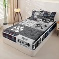 thumbnail image 3 of Manfei Adventure Camper Wildlife Zipper Twin Comforter Sets with Fitted Sheet and 2 Pillowcases,Minimalist&nbsp;Plaid Zipper Bedding Set,Navy Gray,Reversible, 3 of 7