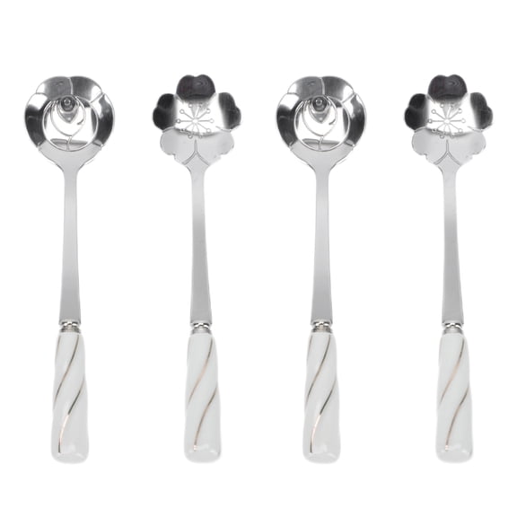 STOBOK 4Pcs Stylish Stainless Steel Coffee Spoon with Ceramic Handle Ideal for Cake and Dessert