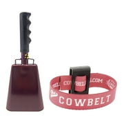 Bundle 9.6 inch Maroon Bell Black Handle Cowbell with Stick Grip Handle and Maroon Cowbelt Holster by Stewart Trading