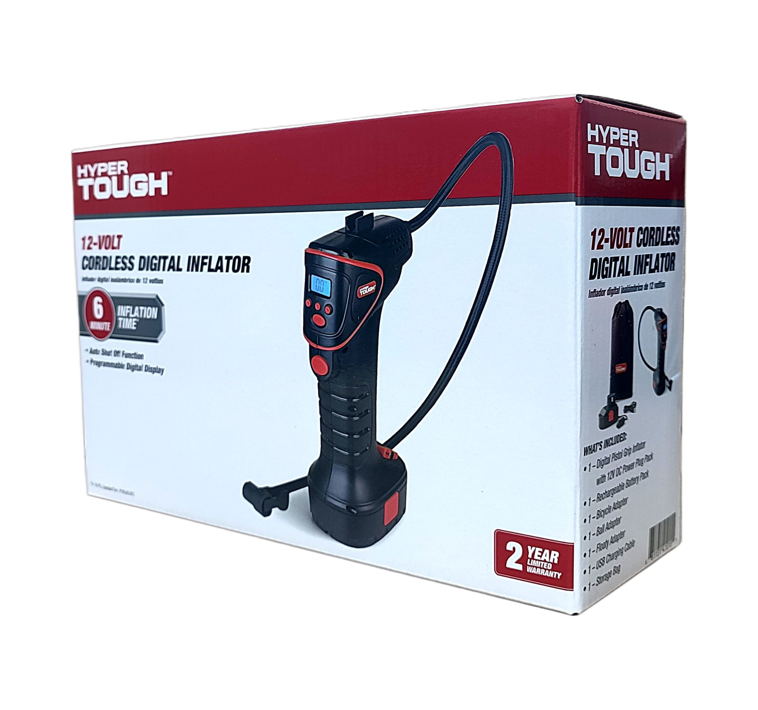 Hyper Tough DC 12V Cordless Portable Pistol Tire Inflator with Pre-set Digital Gauge-100psi