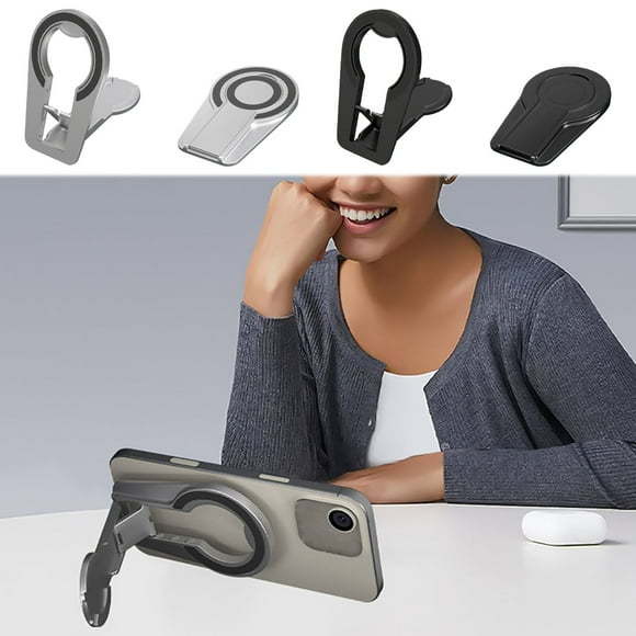 Soporte de Anillo Magnético Ajustable para Teléfono | Soporte Plegable de Doble Eje con Agarre Giratorio para Dedo | Base Magnética Segura | Montaje de Escritorio Manos Libres | Diseño que Ahorra