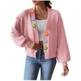 thumbnail image 2 of Frostluinai Oversized Sweater Cardigans Womens Open Front Cropped Sweaters Long Sleeve Drop Shoulder Knit Cardigans with Flower, 2 of 6