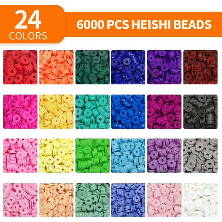 7200 Clay Beads Bracelet Making Kit, 24 Color Spacer Flat Beads