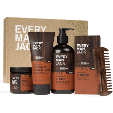 Every Man Jack Aged Bourbon Beard Bundle, Oil, Wash, Butter, Lotion and Comb