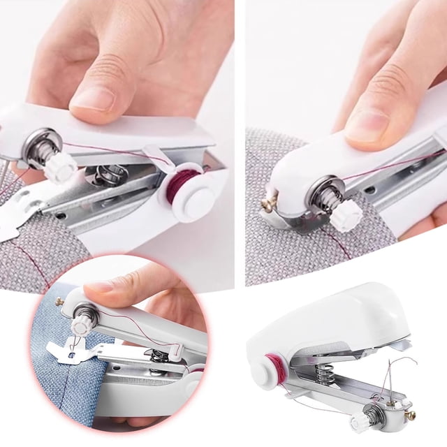 Mini Handheld Sewing Machine White Portable DIY For Travel And Home Use Beginner Friendly