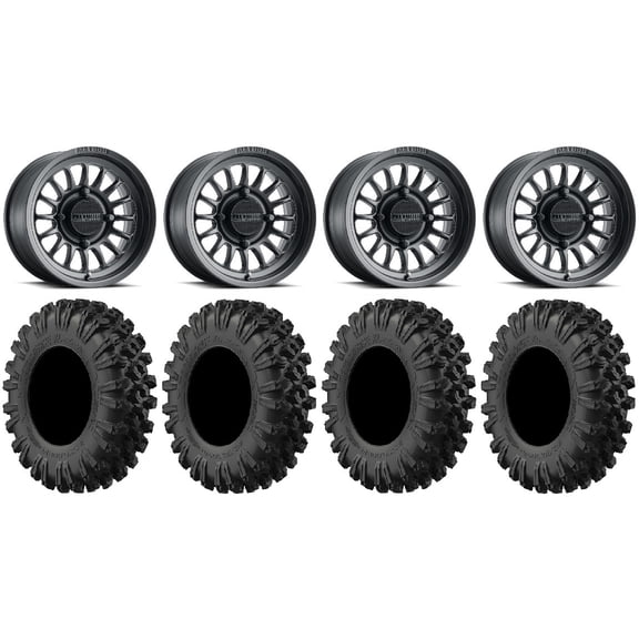 Method 411 15" Black (4 3) Wheels 37" MotoRavage XL Tires Can-Am Commander Maverick Renegade Outlander Defender