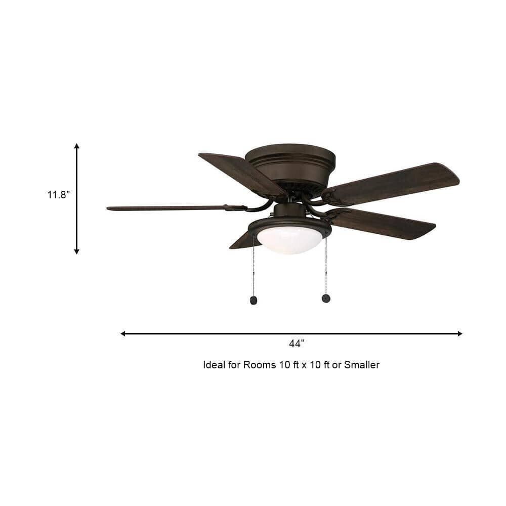 Hugger 44 inch Oil Rubbed Bronze Dome Style LED Bulb Flush Mount Indoor Ceiling Fan with Light Kit