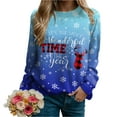 thumbnail image 5 of Futezty Merry Christmas Sweartshirt for Women Xmas Buffalo Plaid Tree Tops Color Block Snowflake Print Long Sleeve Shirt, 5 of 6