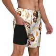 thumbnail image 3 of Picia Sloth Yoga pattern Mens Swim Trunks with Compression Liner Stretch Beach Shorts Quick Dry with Zipper Pockets No-Chafing Board Shorts-3X-Large, 3 of 9