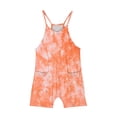 thumbnail image 4 of AherBiu Short Jumpsuits for Girls Sleeveless Spaghetti Strap V Neck Tie-Dye Casual Loose Summer Rompers with Pockets, 4 of 5