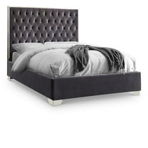 Lexi Grey Velvet King Bed-Color:Grey Velvet,Style:Contemporary