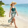 thumbnail image 5 of Teen Girls One Piece Swimsuit with Cover Up Sarong Skirt Bathing Suit Beach Swimwear for 10-16 Years, 5 of 7