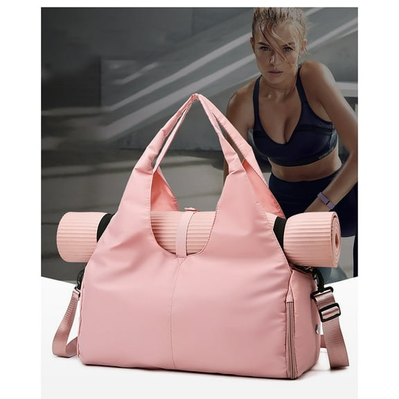 PRINxy Gym Bag Women's Sports Fitness Hand Luggage Large Capacity Storage Travel Bag with Shoe Compartment Yoga Mat Bag with Wet Pocket and Water Bottle Holder Weekender Bag with Strap Pink