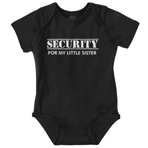 Security Little Sibling Lil Sis Family Romper Boys or Girls Infant Baby Brisco Brands 12M