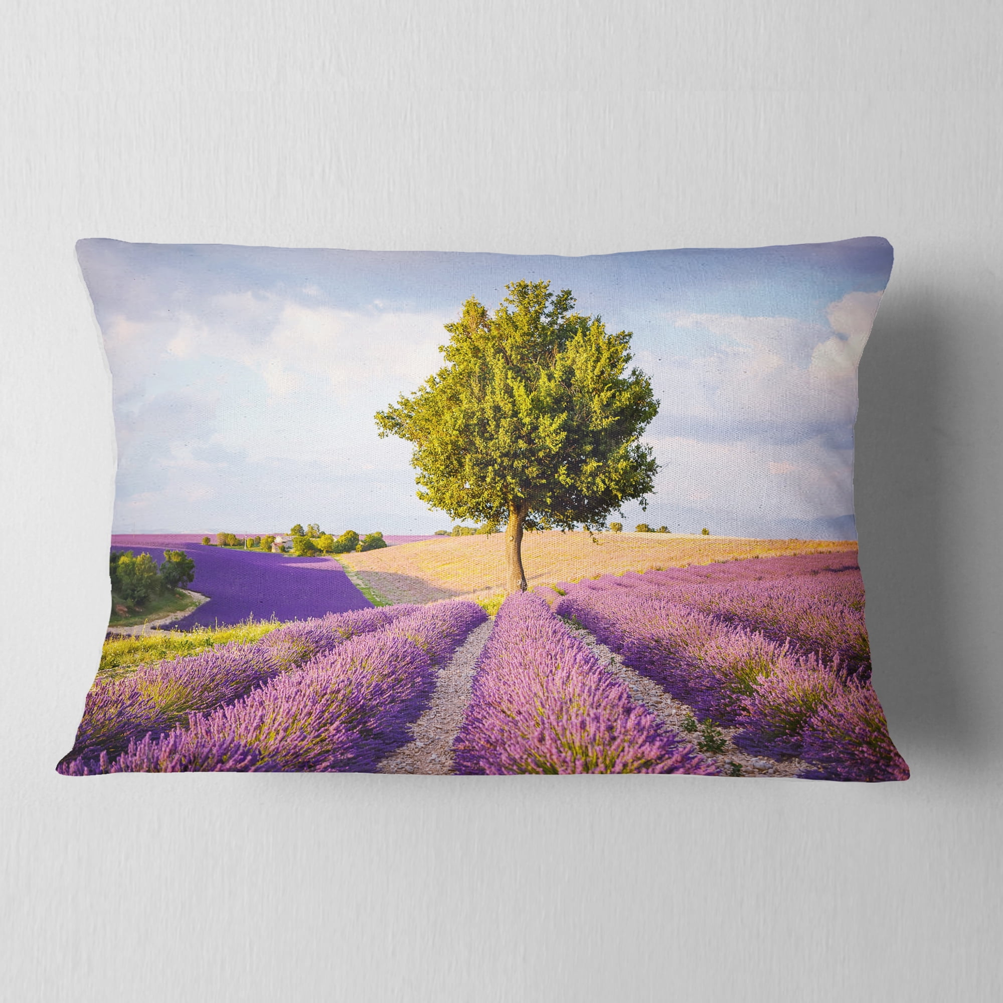 Designart 12" x 20" Green Polyester Throw Pillow