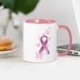thumbnail image 4 of CafePress - Pink Awareness Ribbon Mug - 11 oz Ceramic Mug - Novelty Coffee Tea Cup, 4 of 6